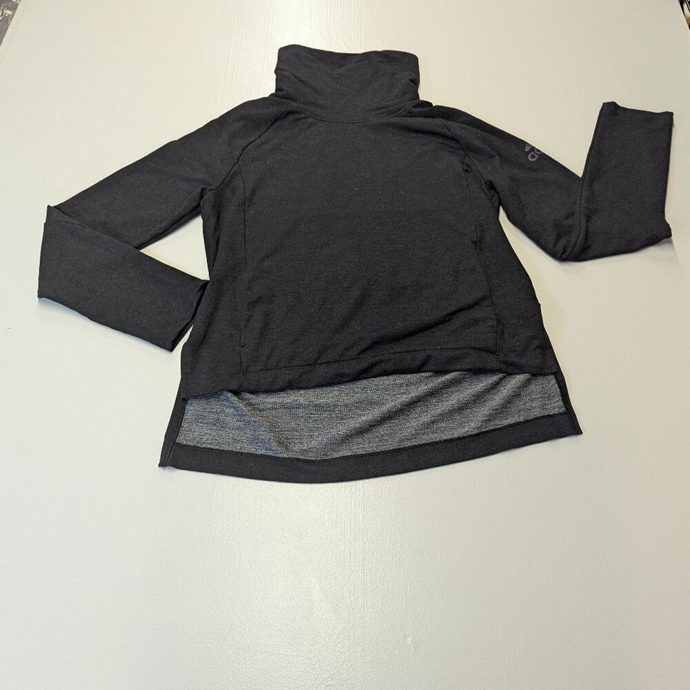 Adidas Size Medium Dark Gray High Low Mock Turtleneck Sweatshirt With Pockets
